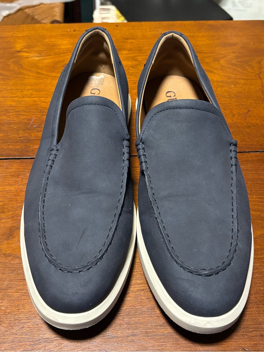 GUESS Men’s Blue Slip-On Loafers Solid Logo Accent Round Toe Casual Size 12M